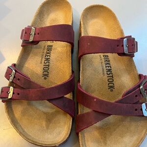 Birkenstock Maroon Double-Strap Sandals